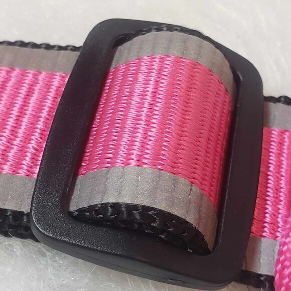 NEW! L/XL KONG Pink & Black *On the Go* Braided Reflective Adjustable Dog Collar - Picture 4 of 12